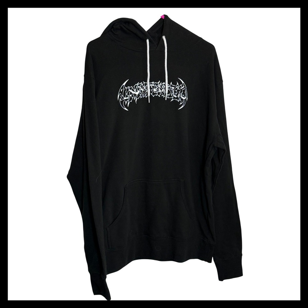 Unintended Mens XL Black Death Metal Graphic Hoodie Streetwear Cotton Pullover